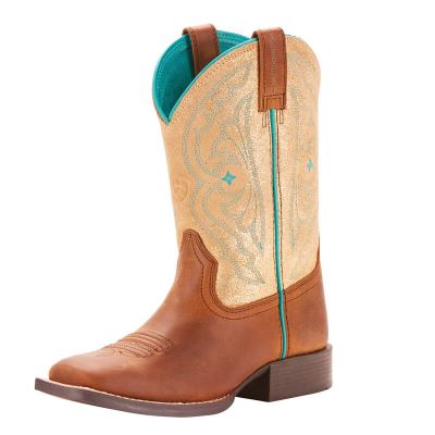 Ariat Quickdraw - Western Laarzen Bruin Metal / Goud Kinderen - 24623-618